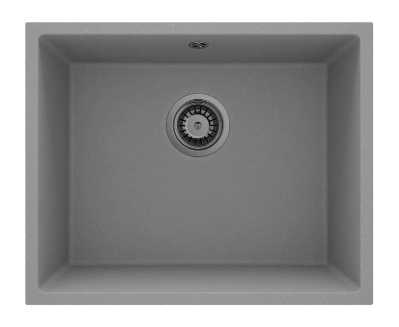 GraniteMy Pia Universal de Granito Cinza 50x40 cm de Montagem Superior, Inferior e de Embutir com Plug de Metal Gun 1208970758