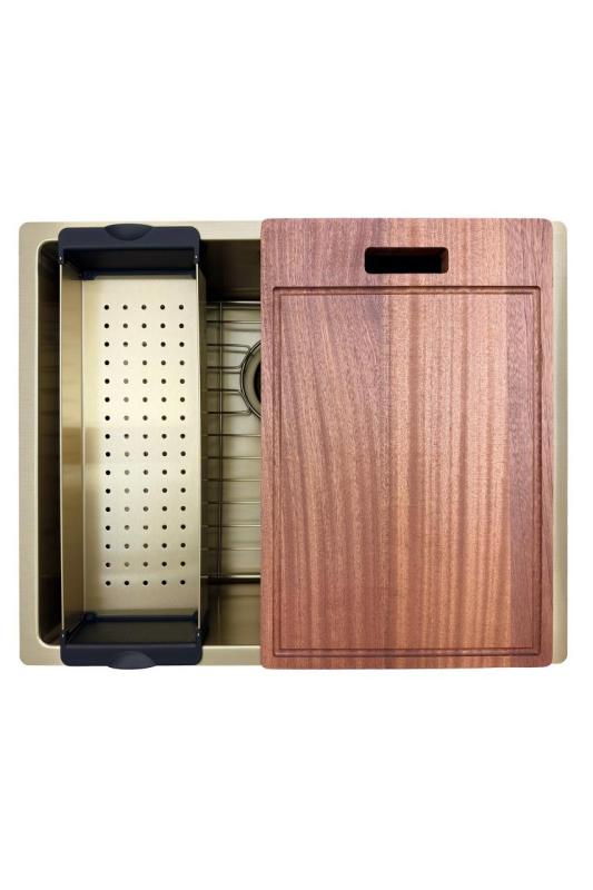 Pure.Sink Prestige Conjunto combinado Pia dourada 50x40 cm com Torneira de cozinha dourada 1208970764