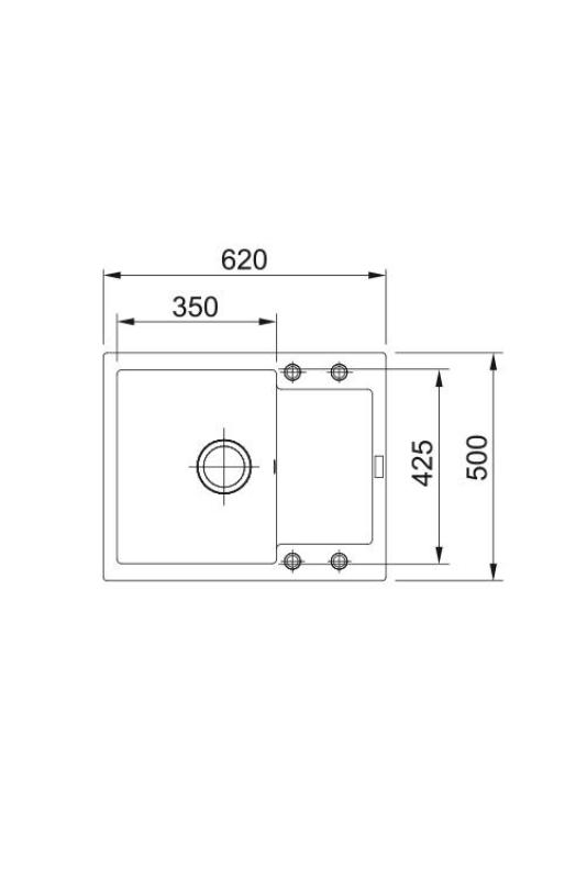Franke Maris MRG 611-62 Fragranite Matte Preto Pia 62 x 50 cm Montagem com Área de Escorrimento 114.0628.964