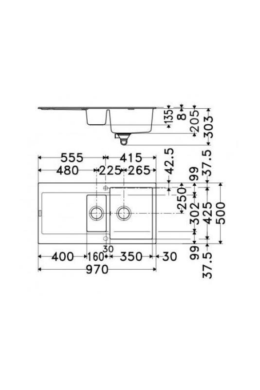 Franke Maris MRG 651 Fragranite Matte Preto 1,5 Pia 97 x 50 cm Embutida com Área de Escorrimento 114.0628.993