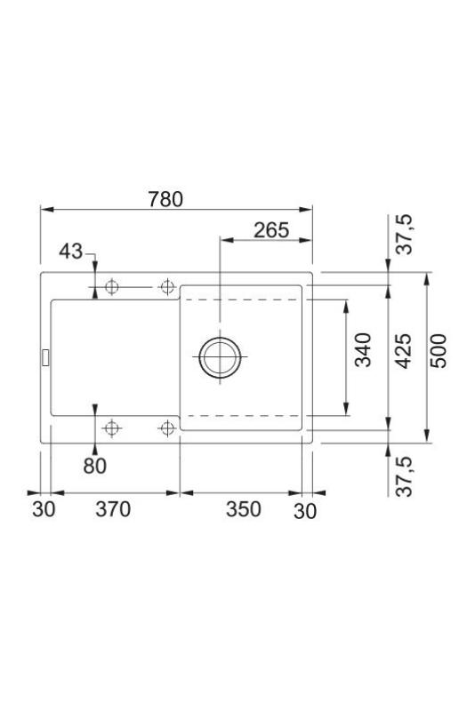 Franke Maris MRG 611-78 Fragranite Preto Fosco Pia 78 x 50 cm Montagem com Área de Escorrimento 114.0628.968