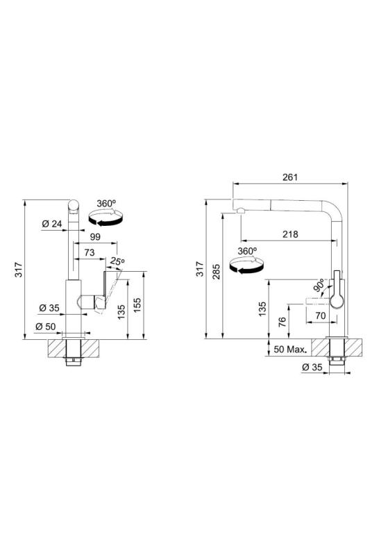 Franke Maris Slim L Torneira de Cozinha Preta com Bico Retrátil 115.0728.394