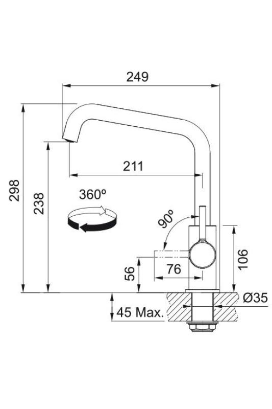Franke Lina U Torneira de Cozinha com Bico Giratório Cromado 115.0728.473