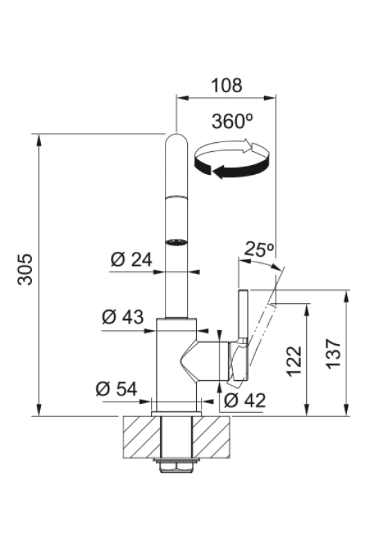 Franke Lina U Torneira de Cozinha Cromada com Bico Retrátil 115.0728.476