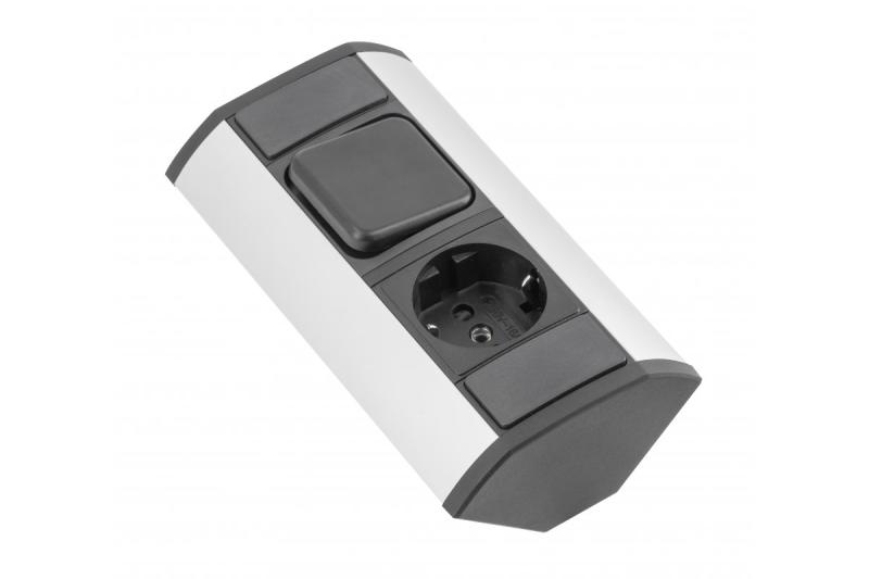 Extensão de canto MINI com interruptor e tomada Schuko 230 V 16 A