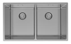 Pure.Sink Prestige Pia Dupla em Aço Inoxidável 70x40 cm raio de 10mm para embutir, montagem plana e sobrepor PPG343440-02