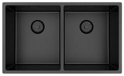 Pure.Sink Prestige Pia Dupla Gun metal 70x40 cm raio de 10mm de embutir, embutir e sobrepor PPG343440-61