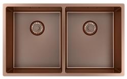 Pure.Sink Prestige Pia Dupla de Cobre 70x40cm raio de 10mm embutida, de montagem plana e de sobrepor PPG343440-62