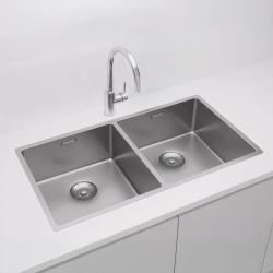 Pure.Sink Prestige Pia Dupla em Aço Inoxidável 82x40 cm, raio de 10mm para embutir, instalação plana e sobrepor PPG404040-02