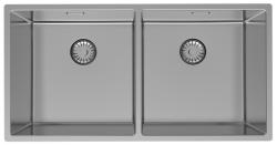 Pure.Sink Prestige Pia Dupla em Aço Inoxidável 82x40 cm, raio de 10mm para embutir, instalação plana e sobrepor PPG404040-02