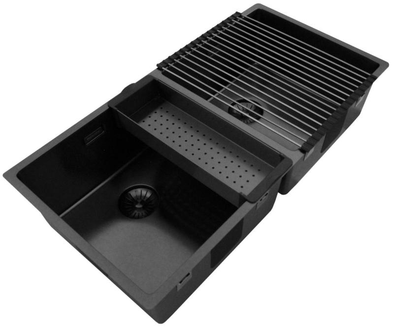 Pure.Sink Prestige Pia dupla de metal de arma 82x40 cm raio de 10mm para embutir, montagem nivelada e montagem sobreposta PPG404040-61