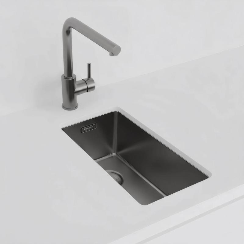 Pure.Sink Exclusivo Gun metal pequena pia 18x40 cm 10mm raio de submontagem, superfície e sobreposição PEX1840-61