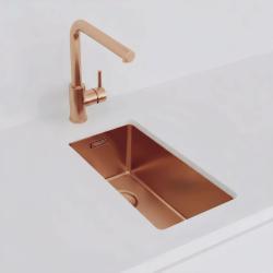 Pure.Sink Exclusivo pequeno lavatório de cobre 18x40 cm raio de 10mm para submontagem, montagem plana e sobreposição PEX1840-62