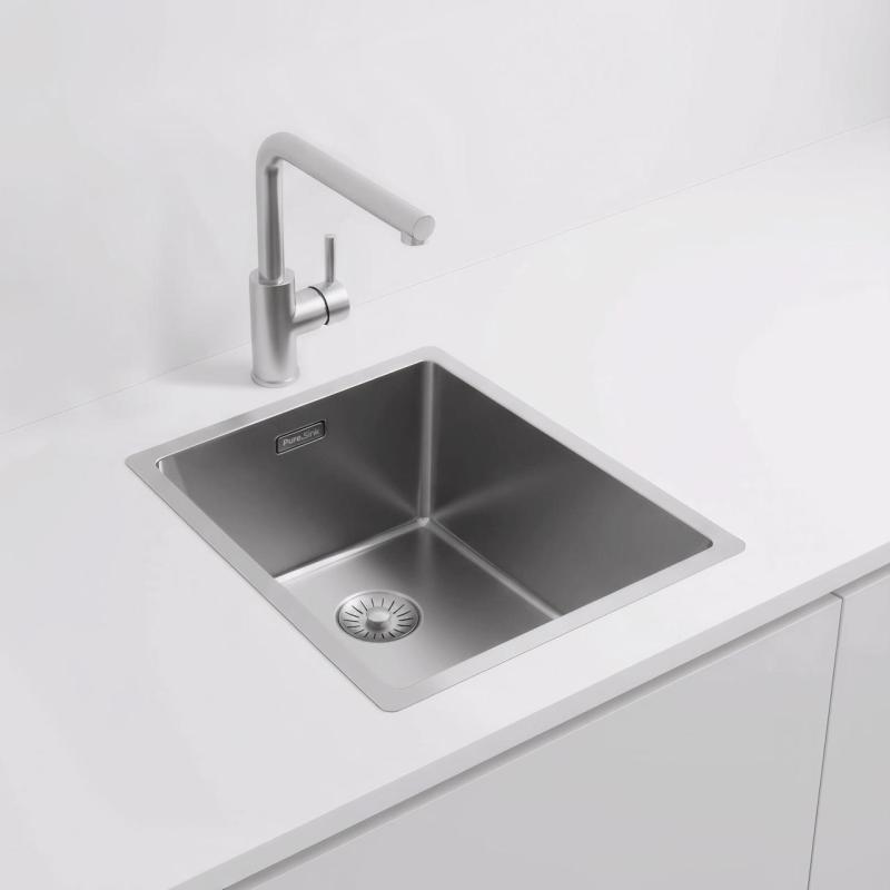 Pure.Sink Exclusivo pia RVS 34x40 cm raio de 10mm para embutir, instalação plana e sobreposta PEX3440-02