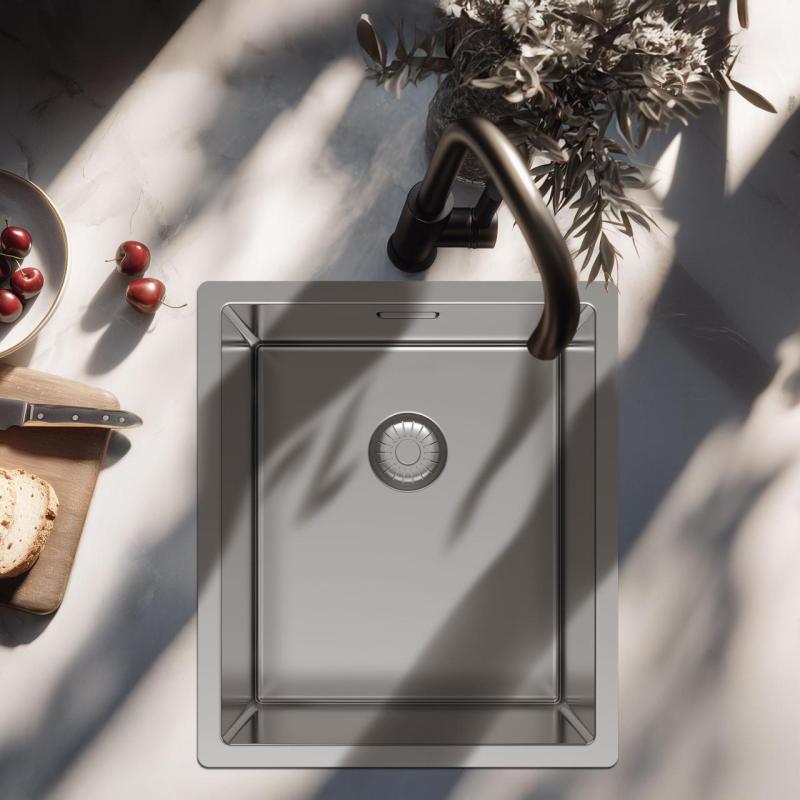 Pure.Sink Exclusivo pia RVS 34x40 cm raio de 10mm para embutir, instalação plana e sobreposta PEX3440-02