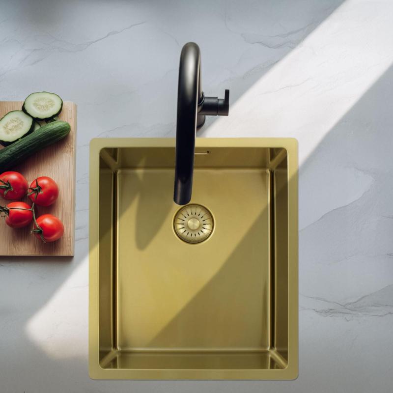 Pure.Sink Exclusivo Pia de ouro 34x40 cm raio de 10mm para embutir, instalação nivelada e sobreposta PEX3440-60