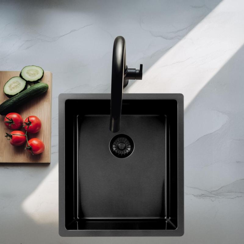 Pure.Sink Exclusivo pia de metal de arma 34x40 cm raio de 10mm embutido, montagem plana e montagem superior PEX3440-61