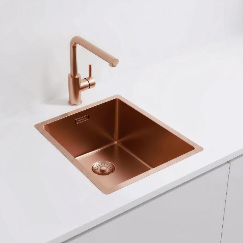 Pure.Sink Exclusivo Cobre pia 34x40 cm raio de 10mm embutido, nivelado e sobreposto PEX3440-62