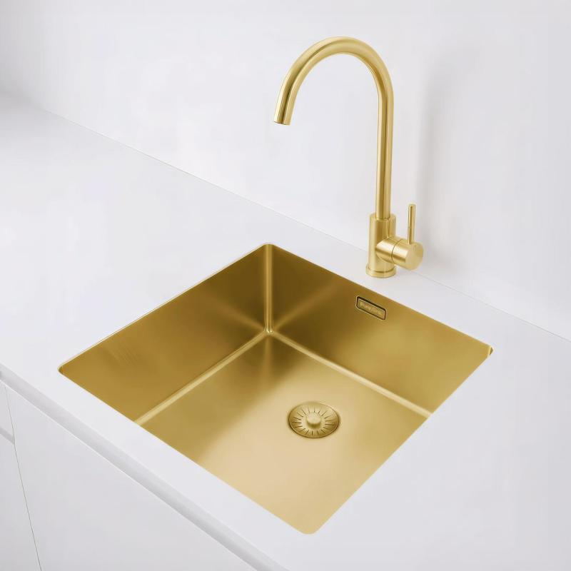 Pure.Sink Exclusivo Pia de ouro 40x40 cm raio de 10mm, submontagem, montagem plana e montagem superior PEX4040-60