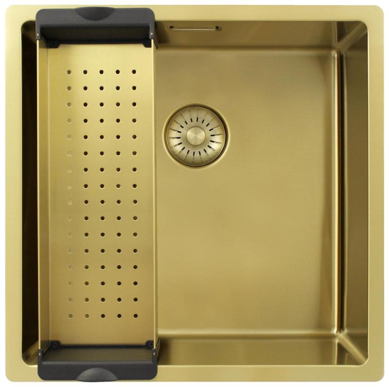 Pure.Sink Exclusivo Pia de ouro 40x40 cm raio de 10mm, submontagem, montagem plana e montagem superior PEX4040-60
