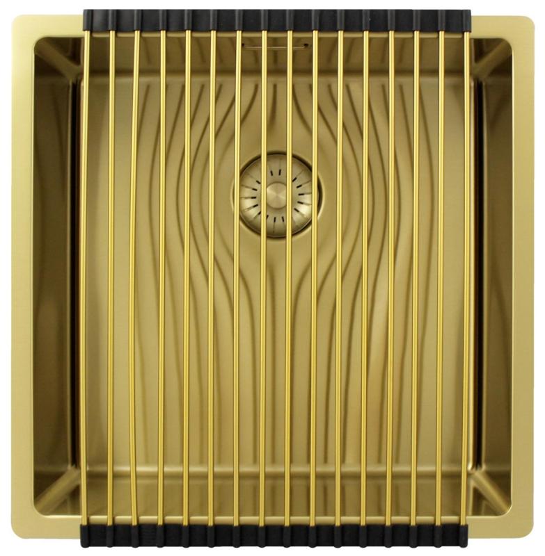 Pure.Sink Exclusivo Pia de ouro 40x40 cm raio de 10mm, submontagem, montagem plana e montagem superior PEX4040-60