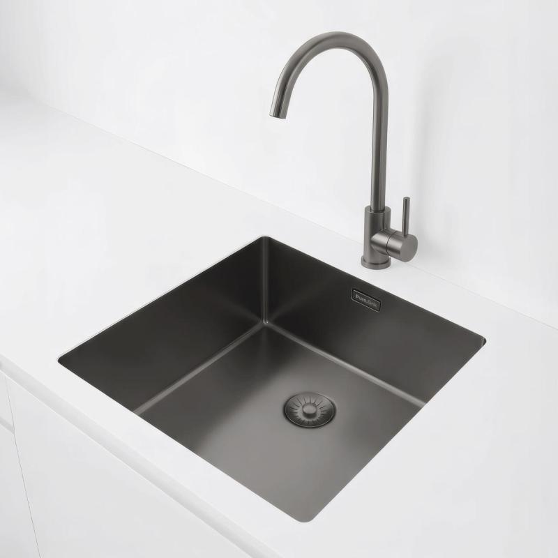Pure.Sink Exclusivo Gun metal pia 40x40 cm raio de 10mm embutido, embutido e sobreposto PEX4040-61
