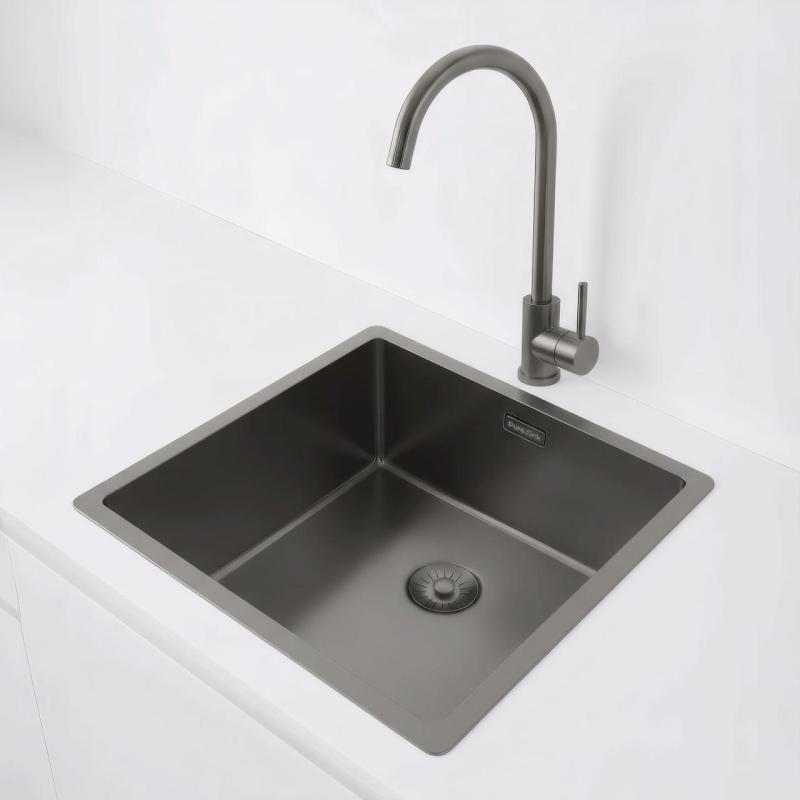 Pure.Sink Exclusivo Gun metal pia 40x40 cm raio de 10mm embutido, embutido e sobreposto PEX4040-61