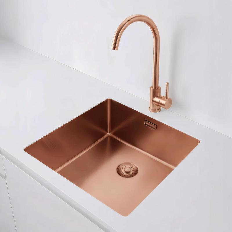 Pure.Sink Exclusivo Lavatório de cobre 40x40 cm raio de 10mm para submontagem, montagem plana e montagem superior PEX4040-62