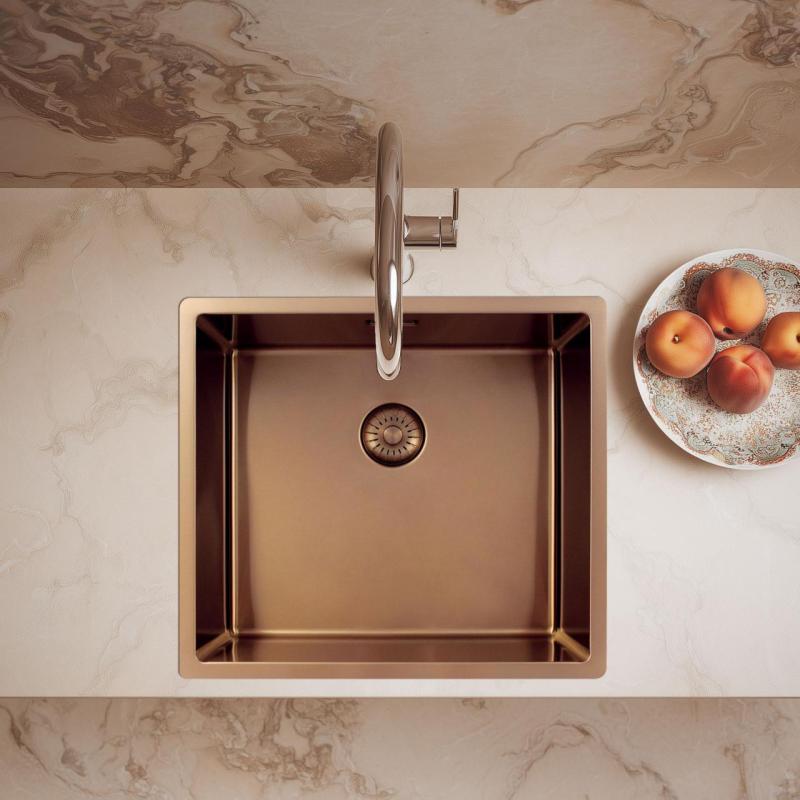 Pure.Sink Exclusivo Pia de cobre 45x40 cm raio de 10mm, submontagem, montagem plana e montagem superior PEX4540-62