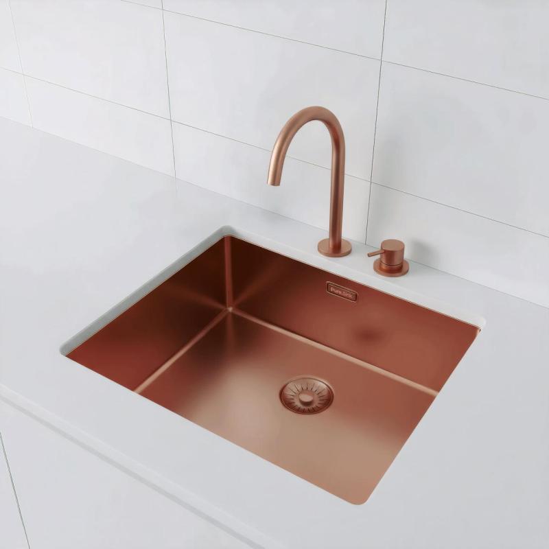 Pure.Sink Exclusivo Bacia de cobre 50x40 cm raio de 10mm submontagem, montagem plana e montagem em superfície PEX5040-62