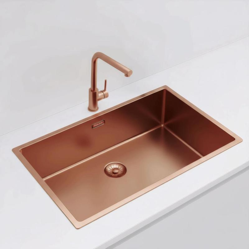Pure.Sink Exclusivo grande pia de cobre 70x40 cm raio de 10mm para embutir, instalar ao nível e sobrepor PEX7040-62