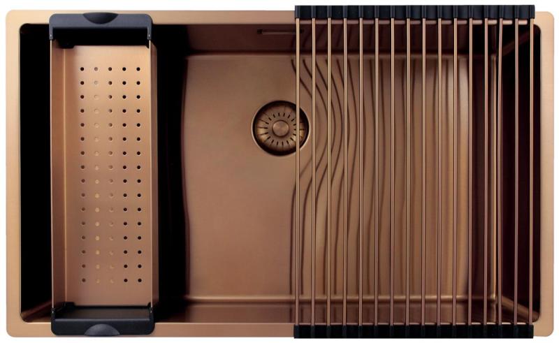 Pure.Sink Exclusivo grande pia de cobre 70x40 cm raio de 10mm para embutir, instalar ao nível e sobrepor PEX7040-62