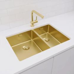 Pure.Sink Exclusivo Dourado 1,5 cuba de uma e meia 34+18 cm raio 10mm PEX341840-60
