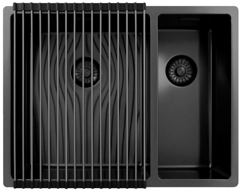 Pure.Sink Exclusivo Gun Metal 1,5 pia dupla de 34+18 cm com raio de 10mm PEX341840-61