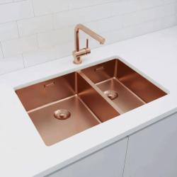 Pure.Sink Exclusivo Cobre 1,5 cuba e meia 34+18 cm raio de 10mm PEX341840-62