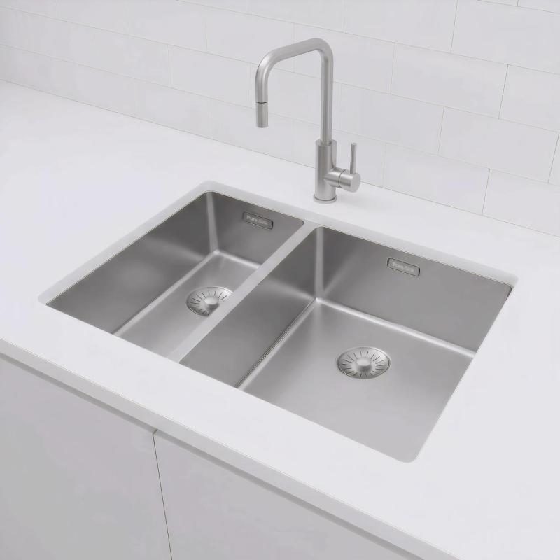 Pure.Sink Exclusivo RVS 1,5 pia e meia 18+34 cm raio de 10mm PEX183440-02