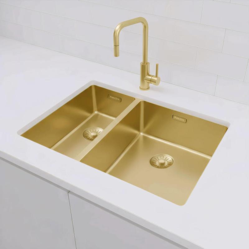 Pure.Sink Exclusivo Dourado 1,5 pia de uma e meia 18+34 cm raio de 10mm PEX183440-60