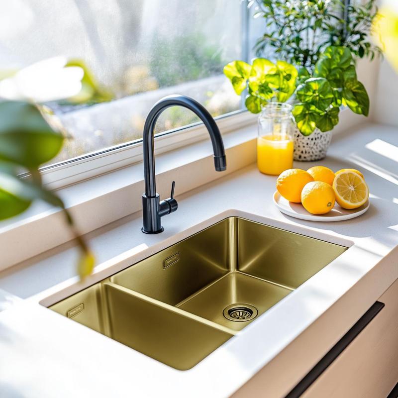 Pure.Sink Exclusivo Dourado 1,5 pia de uma e meia 18+34 cm raio de 10mm PEX183440-60