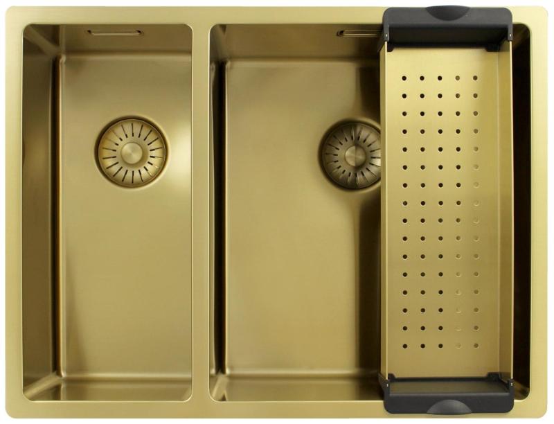 Pure.Sink Exclusivo Dourado 1,5 pia de uma e meia 18+34 cm raio de 10mm PEX183440-60