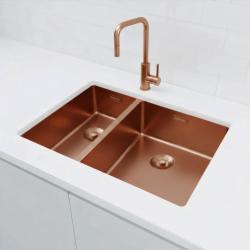 Pure.Sink Exclusivo Cobre 1,5 pia dupla de 18+34cm com raio de 10mm PEX183440-62