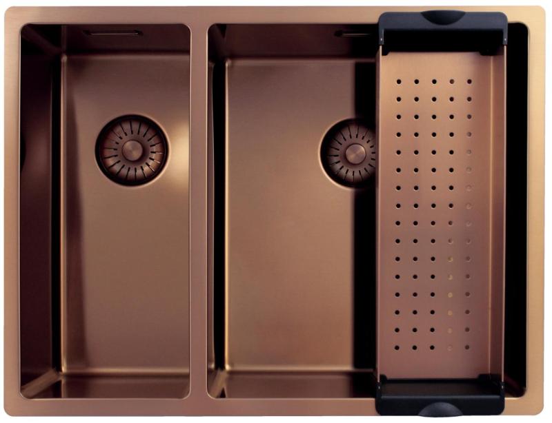 Pure.Sink Exclusivo Cobre 1,5 pia dupla de 18+34cm com raio de 10mm PEX183440-62