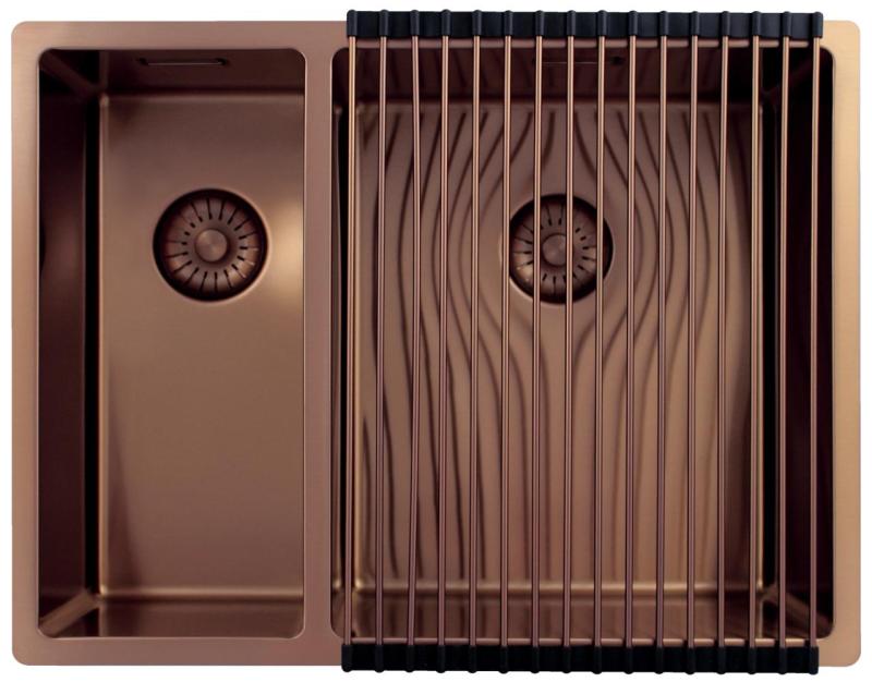 Pure.Sink Exclusivo Cobre 1,5 pia dupla de 18+34cm com raio de 10mm PEX183440-62