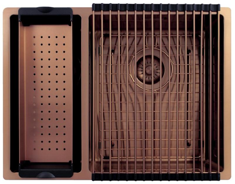 Pure.Sink Exclusivo Cobre 1,5 pia dupla de 18+34cm com raio de 10mm PEX183440-62