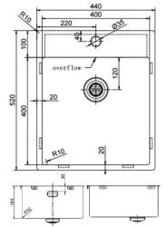 Pure.Sink Exclusivo Pia RVS 44x52 cm Tapwing com furo para torneira raio de 10mm PEX4040T-02
