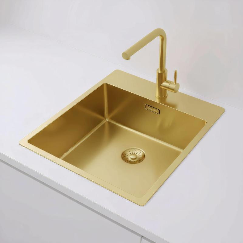 Pure.Sink Exclusivo Pia de ouro 44x52 cm Tapwing com furo de torneira raio de 10mm PEX4040T-60