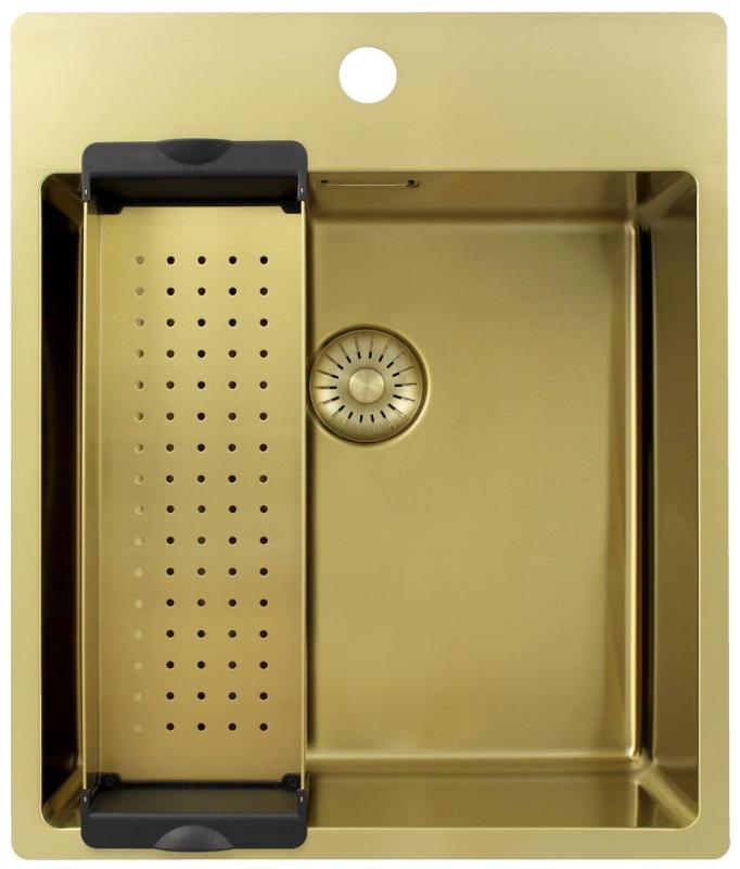 Pure.Sink Exclusivo Pia de ouro 44x52 cm Tapwing com furo de torneira raio de 10mm PEX4040T-60