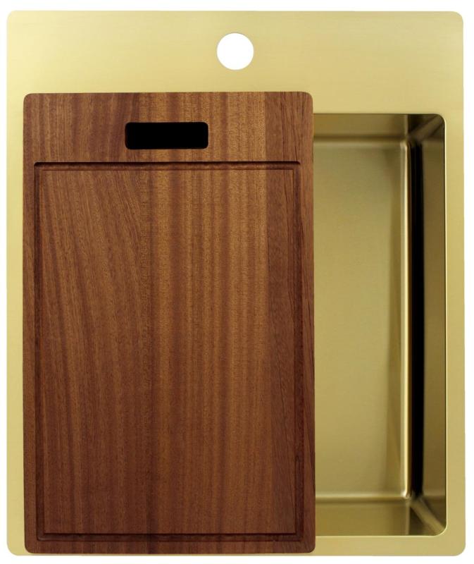 Pure.Sink Exclusivo Pia de ouro 44x52 cm Tapwing com furo de torneira raio de 10mm PEX4040T-60