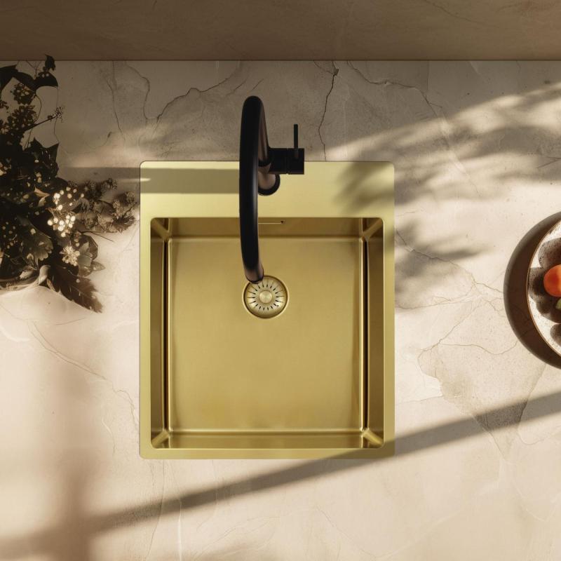 Pure.Sink Exclusivo Pia de ouro 44x52 cm Tapwing com furo de torneira raio de 10mm PEX4040T-60