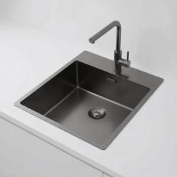 Pure.Sink Exclusivo Gun Metal pia 44x52 cm Tapwing com furo para torneira raio 10mm PEX4040T-61