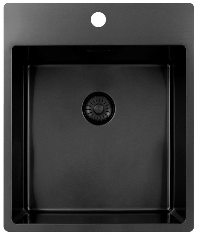 Pure.Sink Exclusivo Gun Metal pia 44x52 cm Tapwing com furo para torneira raio 10mm PEX4040T-61